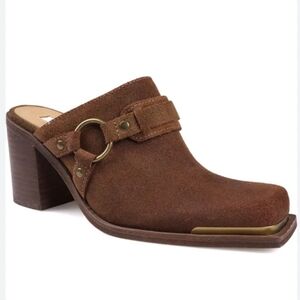 ZIGI BRETTI COGNAC SUEDE BLOCK HEEL MULE US 7M